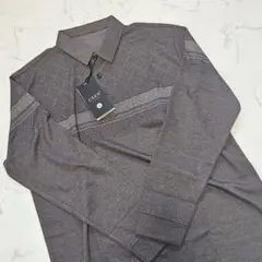 【未使用】長袖ポロシャツ 3XL ブラウン 総柄 ブラウン大きいサイズ