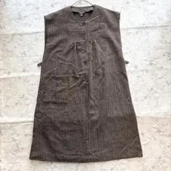 【ヴィンテージ】大きいサイズ ストライプ冬素材 ジャンパースカート 13