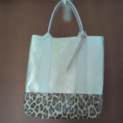 ゴールド×レオパード☆コンビレザートートバッグ