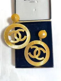レア！シャネル　ココマークイヤリング　デカココ　フープイヤリング