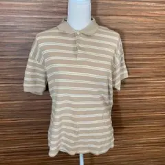 ユニクロ UNIQLO ポロシャツ Mサイズ ベージュ 半袖 ボーダー