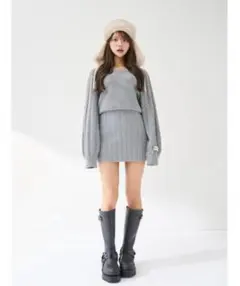 Darich ハートオープンニットミニワンピ