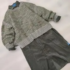 【CUBE SUGAR】MIX糸ざっくりニット　ベージュ✕グリーン系　ラメ糸入り