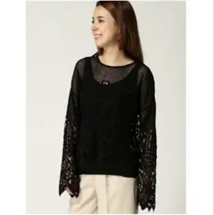 JEANASIS ブラック 長袖 トップス F レース　モード　カジュアル
