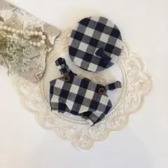 アイナナ モンぬい サロペットセット ブロックチェック 濃紺×ベージュ