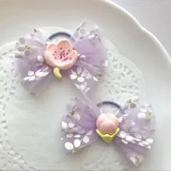キッズヘアゴム　桜ヘアゴム♡紫♡ミニゴム