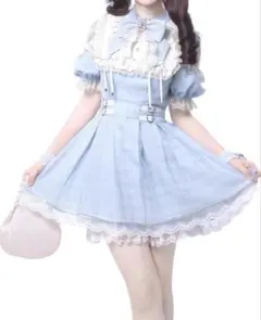 水色ワンピース♡リボン、インナーパンツ付き3点セット♡量産系