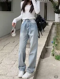 shein ハイウエストストレートデニム