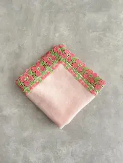 近沢レース　シーズンタオルハンカチ　ハナミズキ　サーモンピンク　新品　未開封