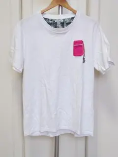 ホワイト Tシャツ ピンクポケット付き
