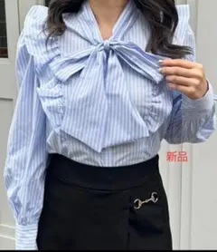 未使用 新品 INGNI ボウタイフリルブラウス ストライプ サイズM