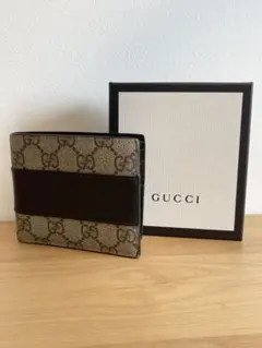 GUCCI 二つ折り財布 ベージュ/ブラック グッチ