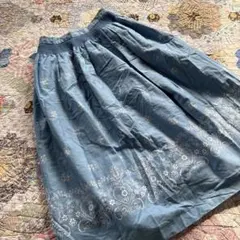ヴィンテージ 花柄スカート コットン100% スモッキング刺繍 フレアスカートのサムネイル
