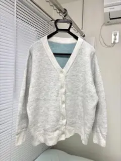 めー様【最終値下げ】テチチ/リバーシブル/ニットカーディガン/Vネック/ブルー