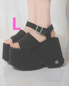 ミシェルマカロン　ビジュー厚底パテッドサンダル　Lサイズ　ブラックのサムネイル