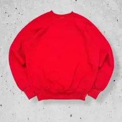 90sUSA製Leeリースウェットトレーナー無地レッド肉厚短丈ヴィンテージ古着L