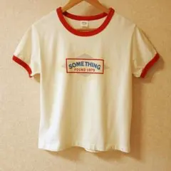 SOMETHING 半袖 Tシャツ リンガー ホワイト レッドのサムネイル