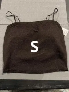 新品タグ付きGU ブラフィールクロップドグリッターチューブトップダークブラウンS