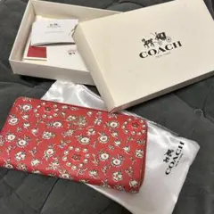 COACH コーチ　長財布　花柄　赤
