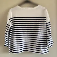 無印良品　カットソー　M〜L ネイビー×ホワイト　ボーダー