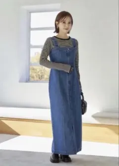 新品★ 田中里奈　しまむら　mysa デニム　ワンピース　ジャンパースカート　L