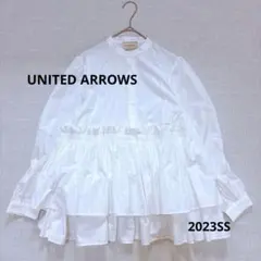 UNITED ARROWS C/Nギャザーフリルリボンブラウス 36 白 - メルカリ