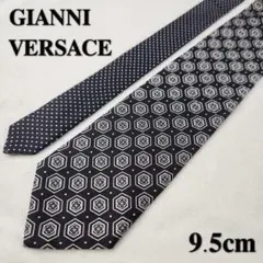 【GIANNI VERSACE】ハイブランドネクタイ★花柄/水玉★白黒★メンズ