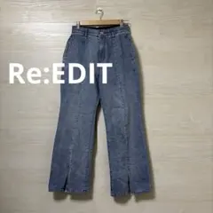 Re:EDIT★センタースリット リサイクルデニムパンツ ウエストゴム 美脚
