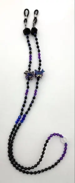 【M226】ハンドメイド　眼鏡・マスクストラップ　紫色の蝶