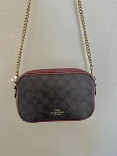 COACH ショルダーバッグ ブラック/バーガンディ