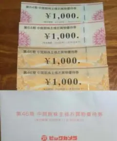 ビックカメラ コジマ 株主優待券 4000円分のサムネイル