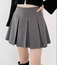 Heather ヘザー スカート ワイドプリーツミニスカート グレー