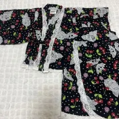 中古 さくらんぼ柄 浴衣 セパレート ベビー 90cm 綿100