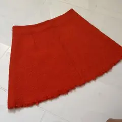 ZARA 台形ツイードスカート　オレンジ