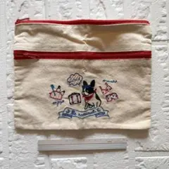 ブルドッグ 刺繍 トラベル ポーチ