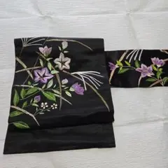 西陣織袋帯未仕立（株）大光 黒地秀麗花宴文 正絹 新品 芯入仕立代込
