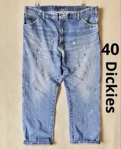 色落ち良好×ペンキ飛び W40 Dickies デニムパンツ 9393SNBのサムネイル