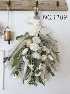 ドライフラワースワッグ❁⃘*.゜ナチュラルWhiteスワッグ【34㎝】