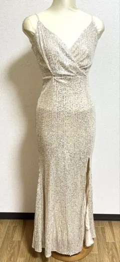 Fianmiduo シルバー スリット入り ドレス