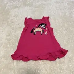 ピンク ゼブラ刺繍 ノースリーブ 4T