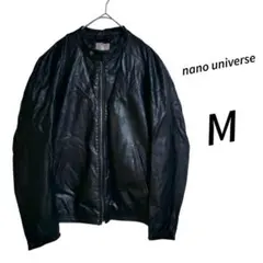 ナノユニバース ☆ ブラック シングル ライダースジャケット M フェイクレザー