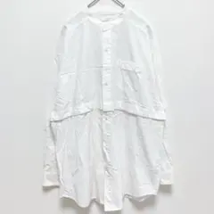 ケービーエフ|ワイドシルエット シャツ【One】バンドカラー ホワイト 綿100