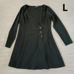 H&M ブラック　Lサイズ Vネック　シフォンカーディガン　軽量　サラサラ