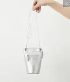 【新品未使用】パールストラップミニショルダーバッグ シルバー