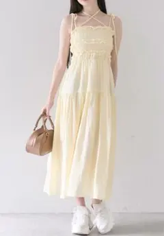 OLIVE des OLIVE フリルシャーリングキャミワンピ
