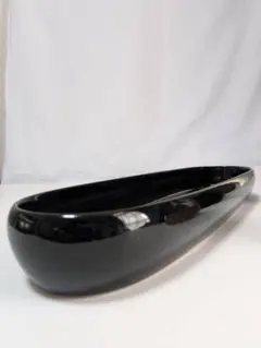 艶やかな黒の陶器製長方形花器 華道 インテリア　花瓶　縦長　早い者勝ちのサムネイル