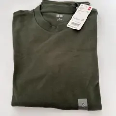 【新品】ユニクロ　ソフトタッチクルーネックT長袖　Sサイズ　ダークグリーン③