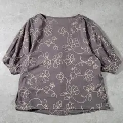 【美品】Rough Rare ラフレア 花柄刺繍コットンブラウス（M〜L）
