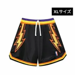 ☘️バスケットパンツ 吸汗・通気・速乾性 稲妻柄 メッシュ ウエスト調整可 XL