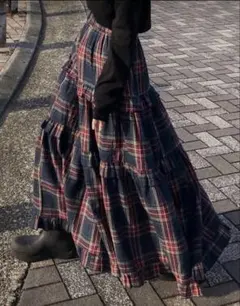 FRIFUL ティアードロングスカート チェック S